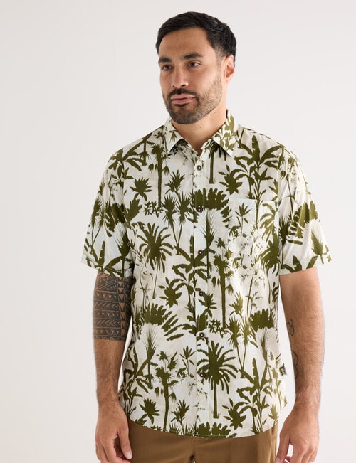 Kauri Trail Print Short Sleeve Shirt, Natural product photo
