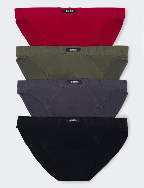 Bonds Action Brief, 4-Pack, Cherry Wine, Six Iron, Black Pearl & Nu Black product photo