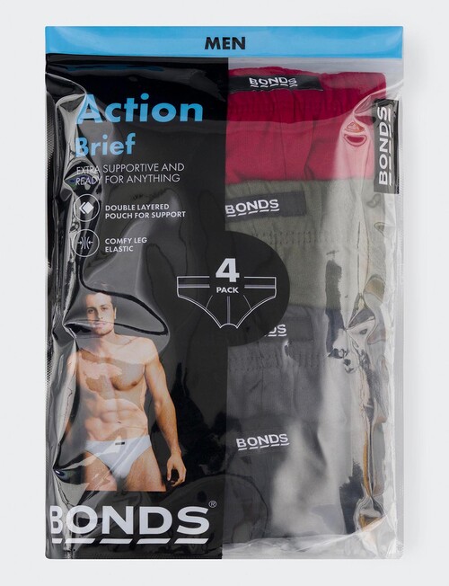 Bonds Action Brief, 4-Pack, Cherry Wine, Six Iron, Black Pearl & Nu Black product photo View 03 L