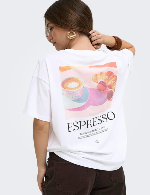 ONLY Vivvi Lovely Tee, Espresso White product photo View 02 L