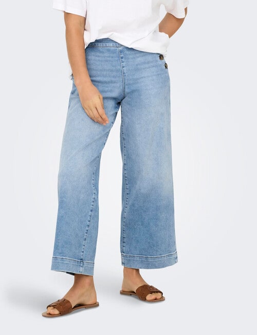 ONLY Madison Button Wide Crop, Light Blue Denim product photo