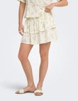 ONLY Lyrida Ruffle Skirt, Floral Bright White product photo