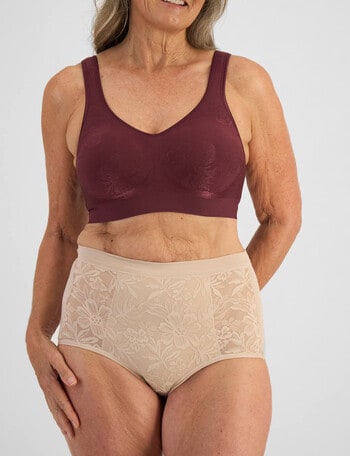 Playtex Comfort Revolution Floral Wirefree Bra, Red Wine product photo