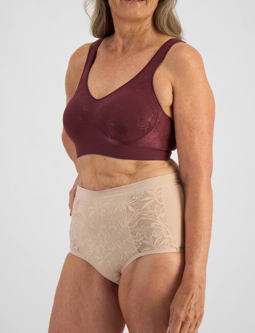 Playtex Comfort Revolution Floral Wirefree Bra, Red Wine product photo View 02 L