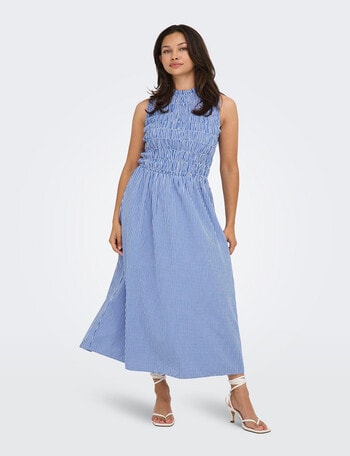 ONLY Tamari Smock Check Dress, Blue Bonnet White product photo