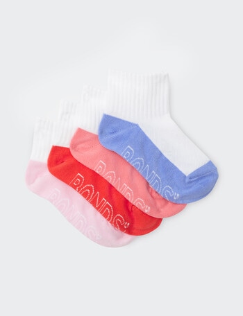 Bonds Light Quarter Crew Sock, 4-Pack, Purple Escape, Island Punch, Red Zeppelin, Soft Blossom product photo