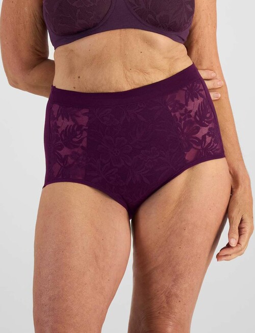 Playtex Ultralight Lace Full Brief, Blackberry product photo