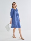 Zest Linen Shirred Dress, Mid Blue product photo