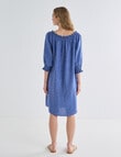 Zest Linen Shirred Dress, Mid Blue product photo View 02 S