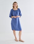 Zest Linen Shirred Dress, Mid Blue product photo View 03 S