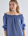 Zest Linen Shirred Dress, Mid Blue product photo View 04 S