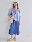 Zest Linen Shirred Peasant Top, Light Blue product photo View 03 S