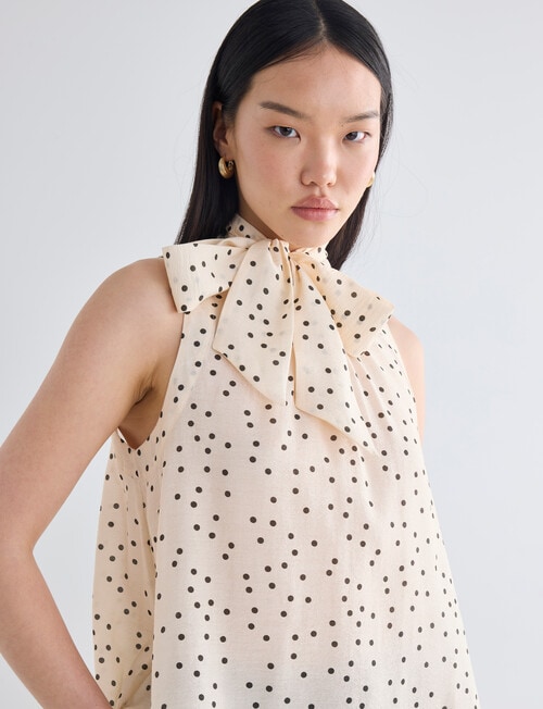 State of play Fern Tie Top, Ecru & Green Spot product photo