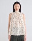 State of play Fern Tie Top, Ecru & Green Spot product photo View 04 S