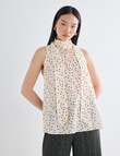 State of play Fern Tie Top, Ecru & Green Spot product photo View 05 S
