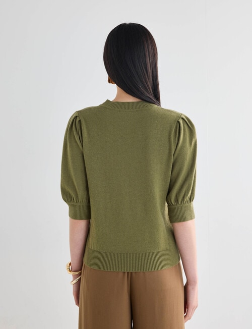 State of play Lark Short Sleeve Cashmere Blend Sweater, Moss product photo View 02 L