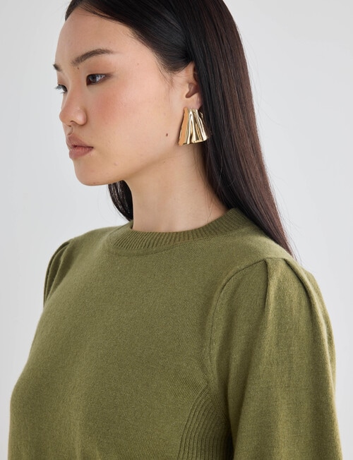 State of play Lark Short Sleeve Cashmere Blend Sweater, Moss product photo View 04 L