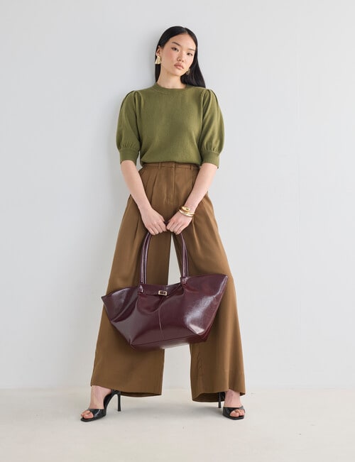 State of play Lark Short Sleeve Cashmere Blend Sweater, Moss product photo View 06 L