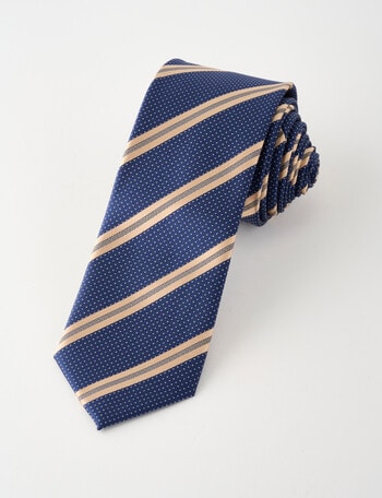 Laidlaw + Leeds Stripe Tie, 7cm, Navy product photo
