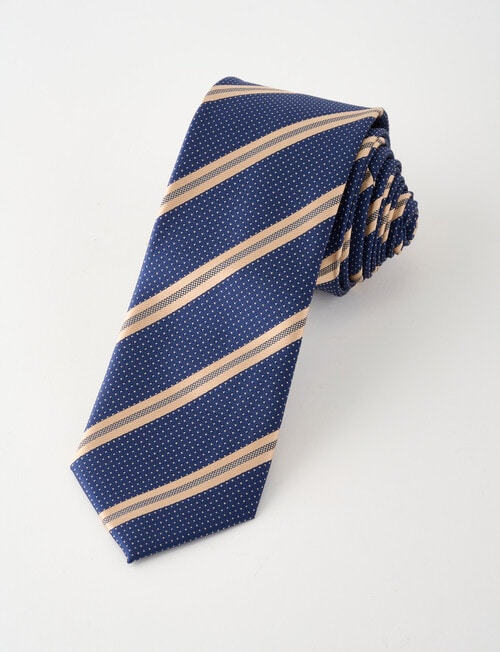 Laidlaw + Leeds Stripe Tie, 7cm, Navy product photo