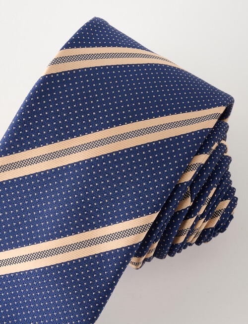 Laidlaw + Leeds Stripe Tie, 7cm, Navy product photo View 02 L