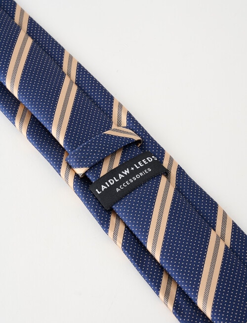 Laidlaw + Leeds Stripe Tie, 7cm, Navy product photo View 03 L