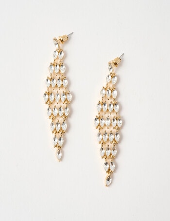 Whistle Crystal Drop Earrings, Gold Tone product photo