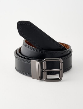 Chisel Reversible Split Leather Belt, Black product photo
