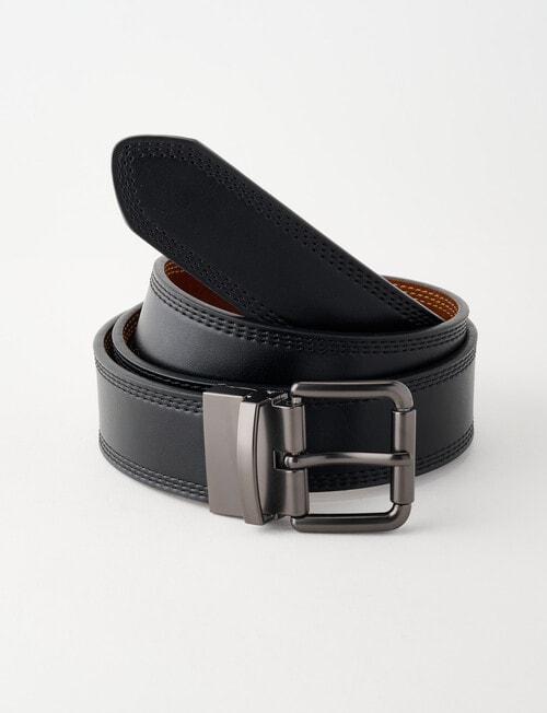 Chisel Reversible Split Leather Belt, Black product photo
