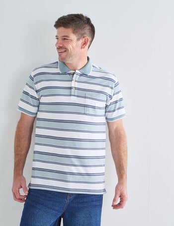 Chisel Multi Stripe Short Sleeve Polo Shirt, White product photo