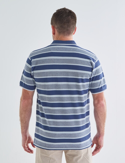 Chisel Multi Stripe Short Sleeve Polo Shirt, Denim product photo View 02 L