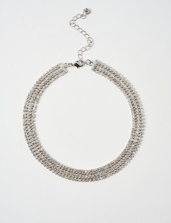 Whistle Crystal Choker Necklace, Silver Tone product photo