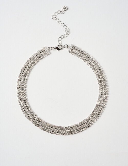 Whistle Crystal Choker Necklace, Silver Tone product photo