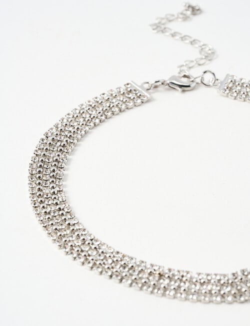 Whistle Crystal Choker Necklace, Silver Tone product photo View 02 L