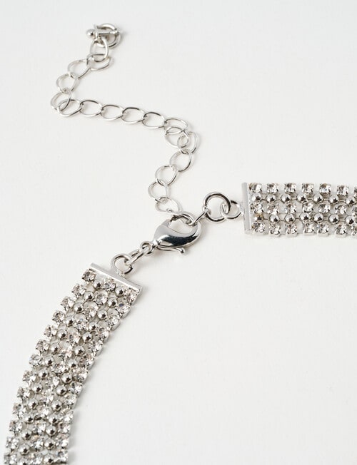 Whistle Crystal Choker Necklace, Silver Tone product photo View 03 L