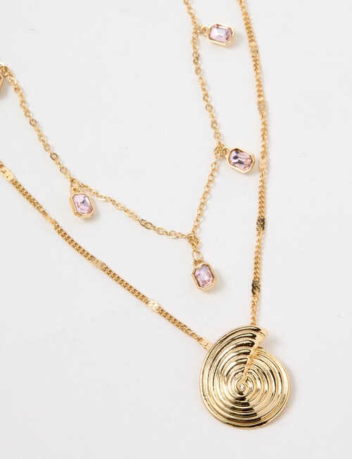 Whistle Multi-Layered Necklace, Pink product photo View 02 L