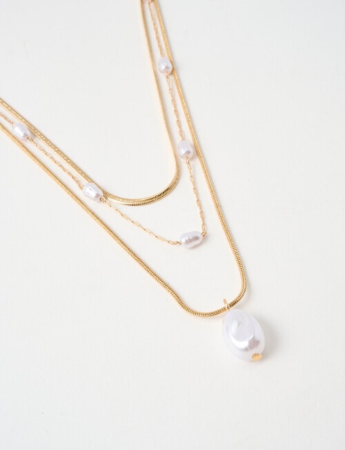 Whistle Faux Pearl Chain Necklace, Gold Tone product photo View 02 L