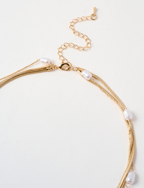 Whistle Faux Pearl Chain Necklace, Gold Tone product photo View 03 L
