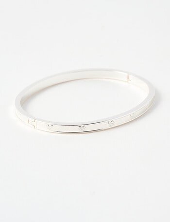 Whistle Heart Classic Bangle, Silver Tone product photo