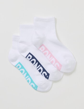 Bonds Logo Quarter Crew, 3-Pack, White & Blossom product photo