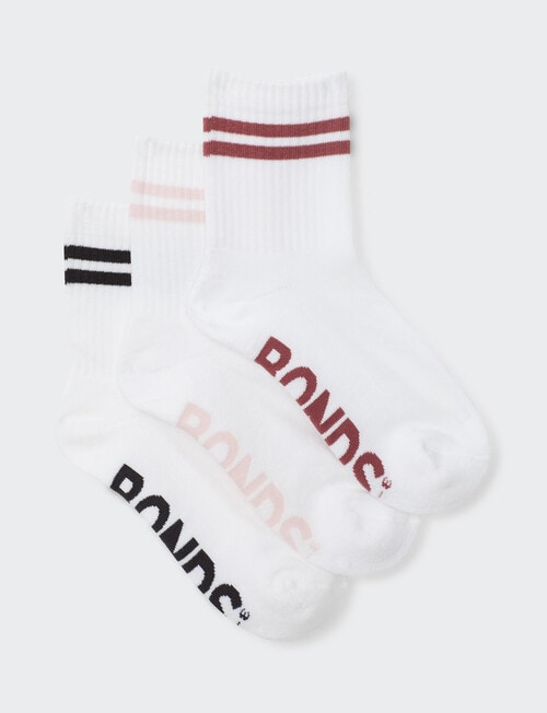 Bonds Logo Stripe 1/2 Crew, 3-Pack, White & Earth product photo