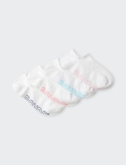 Bonds Logo Lite No Show Sock, 4-Pack, White & Blossom product photo