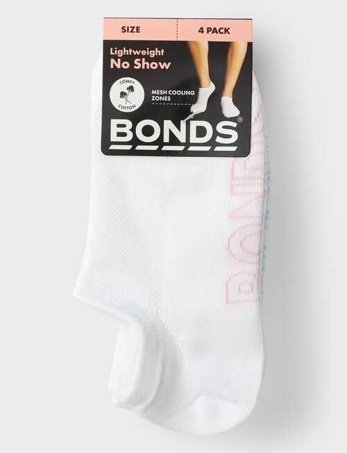 Bonds Logo Lite No Show Sock, 4-Pack, White & Blossom product photo View 02 L