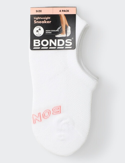 Bonds Logo Lite Sneaker Sock, 4-Pack, White & Shook product photo View 02 L