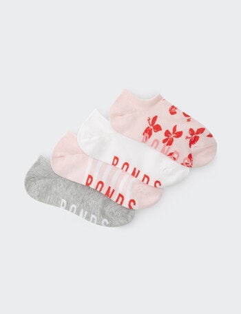 Bonds Fashion No Show Sock, 4-Pack, Hibiscus, White, Mona Lisa & Grey product photo