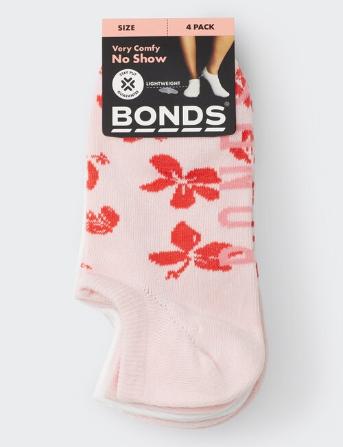 Bonds Fashion No Show Sock, 4-Pack, Hibiscus, White, Mona Lisa & Grey product photo View 02 L