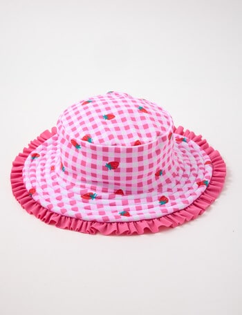 Wavetribe Strawberry Reversible Frill Bucket Hat, Pink product photo