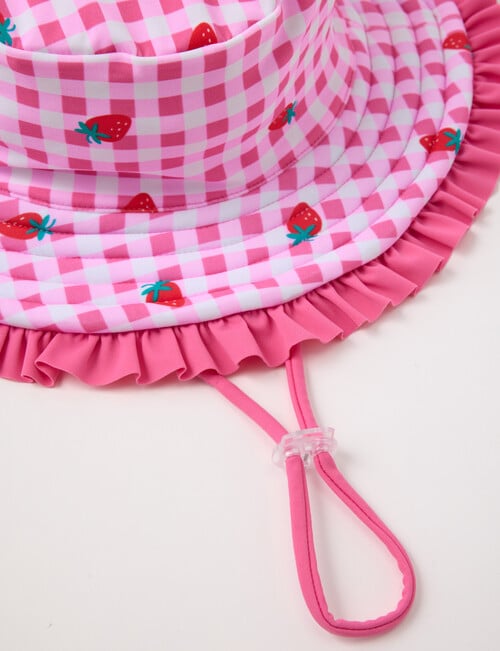 Wavetribe Strawberry Reversible Frill Bucket Hat, Pink product photo View 03 L