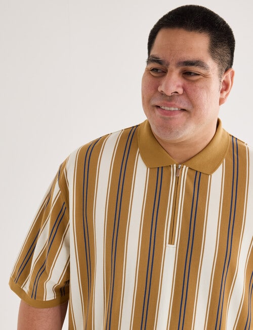 Gasoline King size Vertical Stripe Polo Shirt, Mocha product photo View 04 L