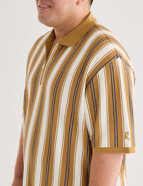Gasoline King size Vertical Stripe Polo Shirt, Mocha product photo View 05 L